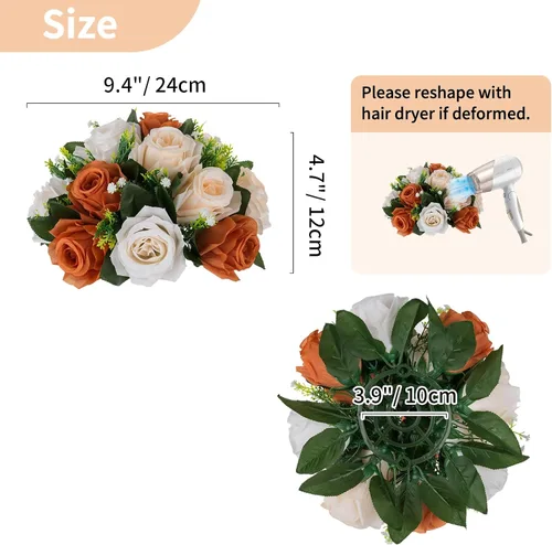 Miniatura 83 de NUPTIO Centros de mesa de flores para mesas de boda: arreglo de bolas de flores artificiales rosa y blanco para bodas, fiestas, 2 piezas de rosas