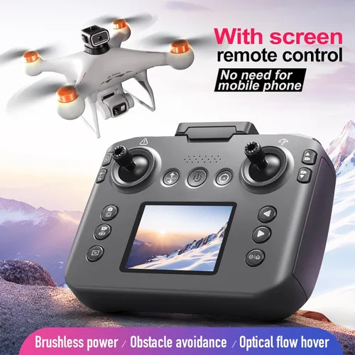 Miniatura 2 de Dron motor sin escobillas con control remoto de pantalla de pantalla, cuadricóptero FPV de doble cámara 1080P para vuelo exterior, flujo óptico