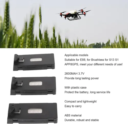 Miniatura 3 de 3 unids 3.7 V 2600 mAh batería de litio para E88 sin escobillas para S13 S1 APP8GPS, batería de litio recargable Quadcopter Drone para E88 para S13