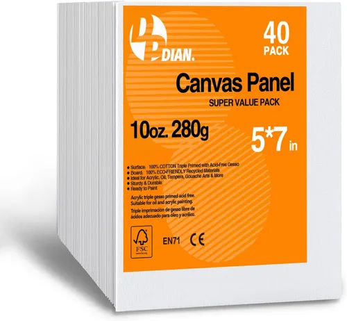 Miniatura 8 de Paquete de 40 tableros de lienzo para pintar, paquete de 8 x 10 pulgadas, paneles de lienzo para pintura al óleo y acrílica