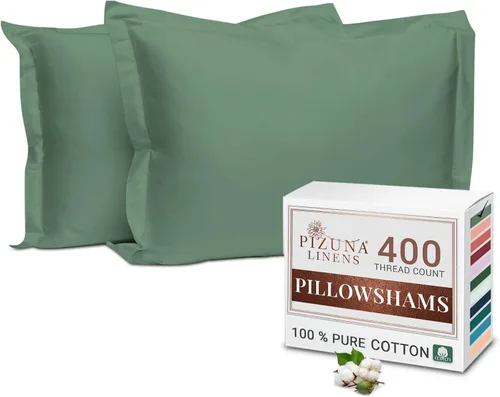Miniatura 10 de Pizuna Juego de 2 fundas de almohada de 100 % algodón puro, tamaño estándar, color blanco, lujosas fundas de almohada de 400 hilos de satén