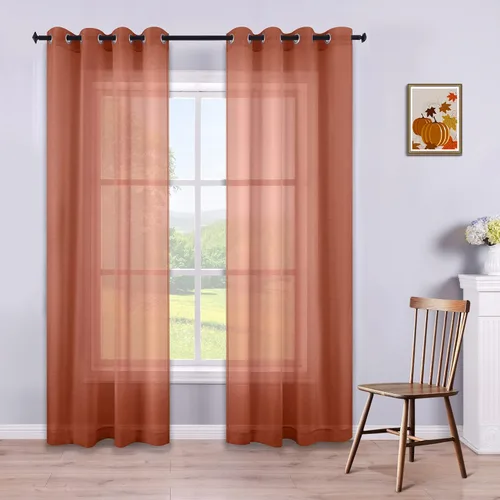 Miniatura 29 de KOUFALL Cortinas traslúcidas de 120 pulgadas de 2 paneles con ojales, juego extra largo de 10 pies de largo, cortinas altas para ventana grande, 52