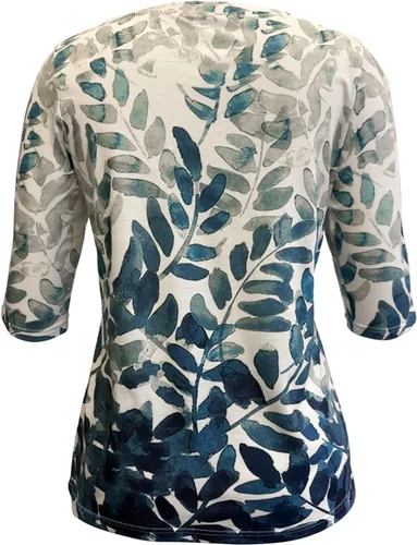 Miniatura 2 de Camisetas de manga 34 para mujer, cuello redondo, holgadas, casuales, con estampado floral