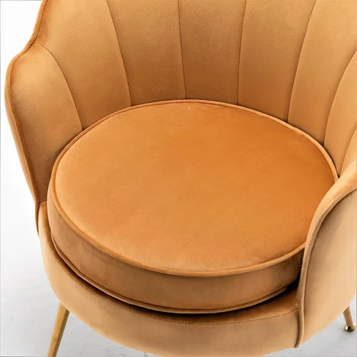 Miniatura 5 de Container Furniture Direct Silla de terciopelo con silueta festoneada y patas de metal dorado, pieza decorativa adecuada para espacios Rosa
