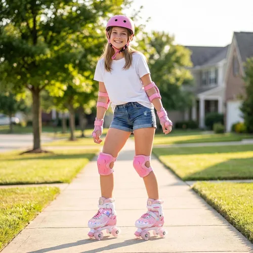 Miniatura 7 de Patines de ruedas para niños, patines rodantes ajustables de 4 tamaños con ruedas que se iluminan, 10C a 6 patines de ruedas para principiantes