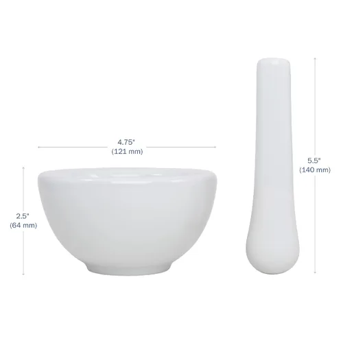 Miniatura 2 de Apothecary Products Juego de mortero y pilón de porcelana para mezclar y moler para medicina, 8 Oz