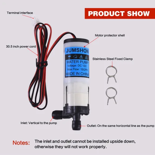 Miniatura 3 de Upgrade KPW26C-12C2 - Bomba de agua compatible con máquina de hielo de encimera G E Profile Opal 2.0, DC 12V OEM 1.2L/PM Mini bomba de repuesto