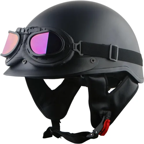 Miniatura 10 de 1Storm Casco de media cara para motocicleta, ciclomotor, scooter, piloto con visera ahumada interior retráctil, bandera azul + paquete de gafas