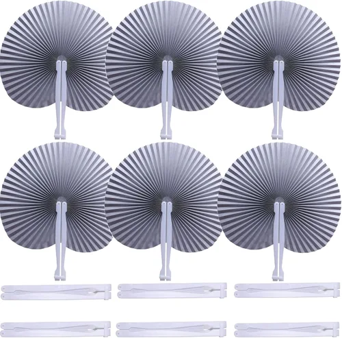Miniatura 25 de 60 abanicos de papel blanco, abanicos plegables de mano para mujeres, abanicos de mano plegables decorativos de corazón para bodas, novias, Corazón