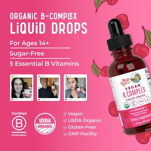 Miniatura 8 de MaryRuth Organics Complejo de Vitamina B Complejo de Vitaminas B Biotina Vitamina B12 Niacina Folato Suplemento de Apoyo Metabólico