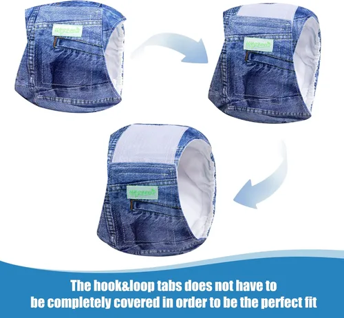 Miniatura 5 de Pañales para perro macho Wegreeco, lavables (paquete de 2), envoltorio para vientre lavable para perro macho, multicolor/fantasía (JEANS)