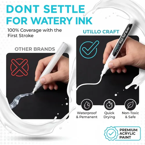 Miniatura 3 de Utillo Craft Bolígrafo de pintura negra (paquete de 3) marcadores de pintura negra mediana para metal, tela, madera, vidrio, papel, plástico, roca