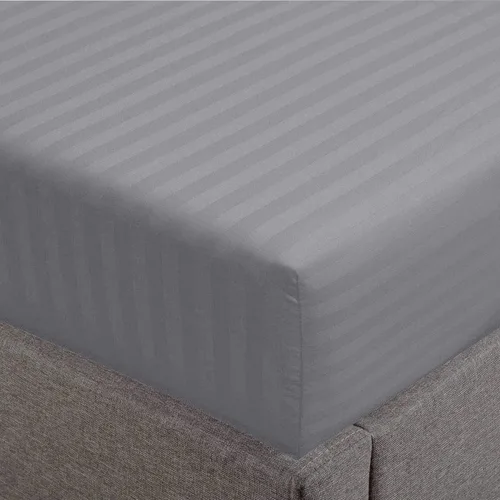 Miniatura 11 de Feather & Stitch - Sábana bajera ajustable de 100 % algodón, tejido satén de damasco, transpirable a rayas, sábana elástica para colchón de 18