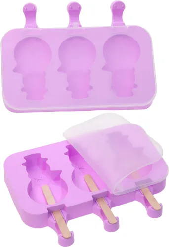 Mini Skater Moldes de silicona para helados con tapa, 3 cavidades para hacer paletas de hielo caseras para hacer tartas de bricolaje, 2 unidades