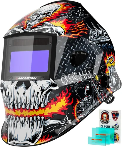 Miniatura 10 de ARCCAPTAIN Casco de Soldar con Pantalla de Visualización Grande, Claridad Óptica Superior 1/1/1/1, Capucha de Soldar con Oscurecimiento Automático