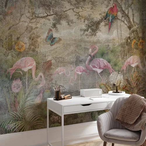 Miniatura 6 de artgeist - Mural retro, 118 x 83 pulgadas, papel tapiz no tejido XXL, decoración de vellón, imagen de impresión fotográfica, flores, animales y #05