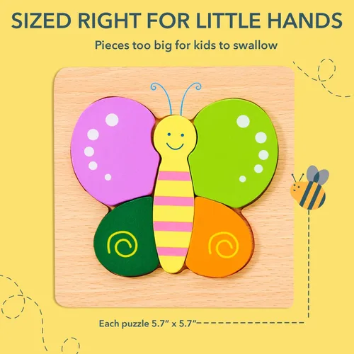 Miniatura 8 de Magifire Rompecabezas de madera, juego de 4 juguetes de rompecabezas para niños pequeños de 1 a 3 años, juguetes educativos para bebés con piezas