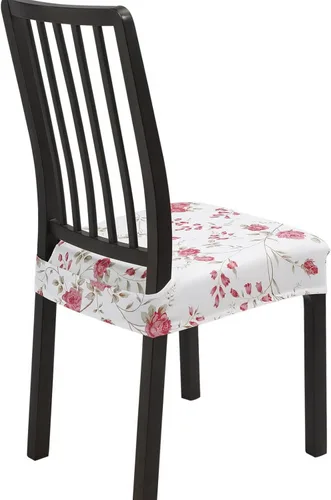 Miniatura 36 de SearchI - Fundas de asiento para sillas de comedor elásticas, juego de 6, fundas de asiento suaves extraíbles y lavables para sillas de comedor, Rojo
