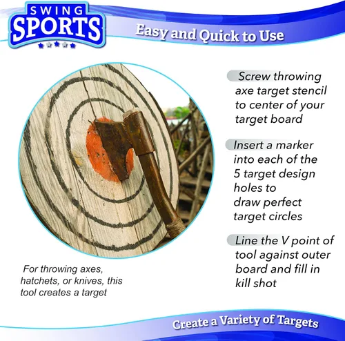 Miniatura 7 de Swing Sports Plantilla de plantilla de objetivo de hacha – Herramienta de plantilla para lanzar cuchillos y hacha para juego de lanzamiento de hacha