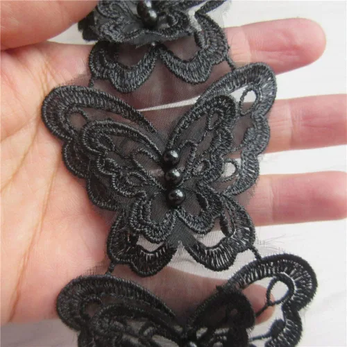 Miniatura 8 de Arco de mariposa soluble de 5 yardas de organza bordada de encaje para tejer, apliques de boda, cinta de retazos hechos a mano, suministros