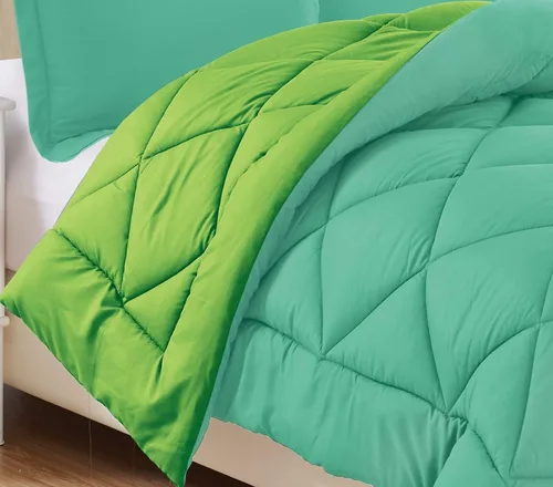Miniatura 2 de Elegant Comfort Juego de edredón reversible acolchado de 3 piezas con relleno alternativo de plumón de ganso, relleno de edredón suave, calidez