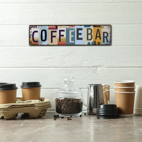 Miniatura 4 de Letrero de barra de café para decoración de cafetería, letrero de metal retro, decoración rústica de pared de granja, decoración de pared