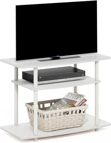 Miniatura 8 de Furinno Frans Turn-N-Tube - Soporte para televisor de 4 niveles, para televisores de hasta 43 pulgadas, color roble blanco