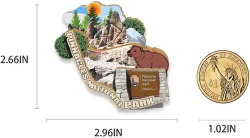 Miniatura 3 de Imán del Parque Nacional de los pináculos de los Estados Unidos, imán de nevera, hitos de madera 3D, recuerdos coleccionables, decoración hecha a