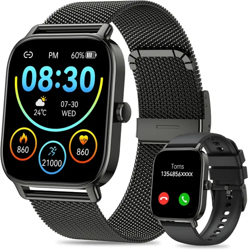 Reloj inteligente para hombre y mujer Fitness: hacer respuesta llamar relojes digitales impermeables para hombre podómetro de carrera reloj