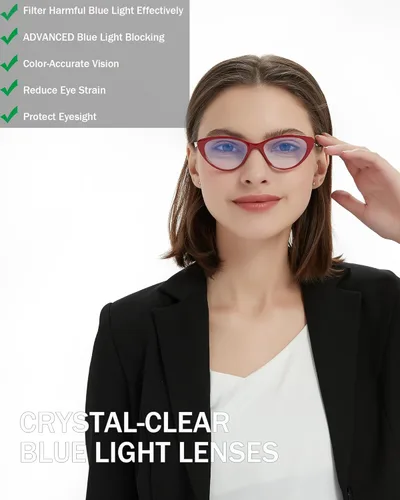 Miniatura 8 de EYEURL Paquete de 4 lentes de lectura de ojo de gato para mujer, lectores con bloqueo de luz azul con bisagras de resorte, anteojos de lectura 4
