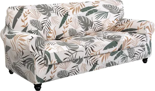 Miniatura 8 de SearchI - Funda de sofá elástica con estampado floral, 4 piezas, incluye 3 fundas de cojín independientes, protector lavable para muebles de sala