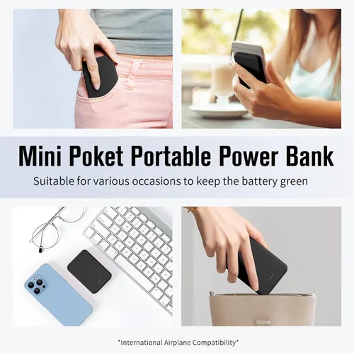 Miniatura 4 de S22 Cargador Portátil, Batería Externa Mini Colorida de 5000mAh Compatible con iPhone 15/14/13/12/11/X de Todas las Series y Teléfono Android