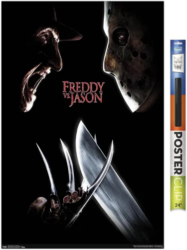 Miniatura 17 de Trends International Freddy vs. Jason - Póster de pared de una hoja, 14.725 x 22.375 pulgadas, versión enmarcada de madera de granero