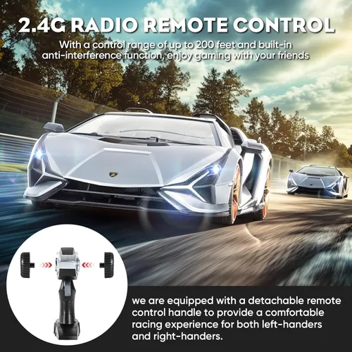 Miniatura 3 de MIEBELY Lamborghini Auto a Control Remoto, 1:16 Escala Lambo Auto Juguete 7.4V 500mAh con Licencia Oficial 12Km/h Coches Rc con Luz Led 2.4Ghz Azul