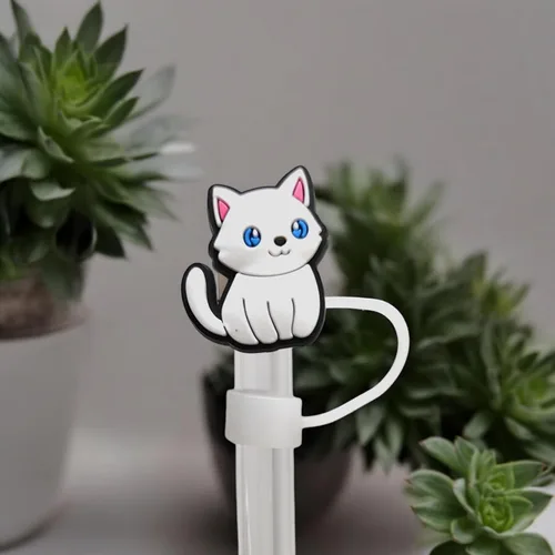 Miniatura 6 de 10 adornos de paja para gatos de 0.394 pulgadas, cubiertas de paja para vasos Stanley, accesorios divertidos y funcionales para los amantes