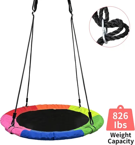 Miniatura 5 de Columpio de árbol, columpio volador de 40 pulgadas para niños, capacidad de peso de 900 libras, con correas ajustables para colgar, para interiores