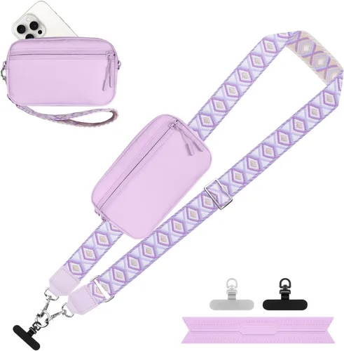 Miniatura 41 de YFWE Correa de clip and go para teléfono con cartera cruzada, cordón ajustable para teléfono con cartera RFID desmontable, correa universal