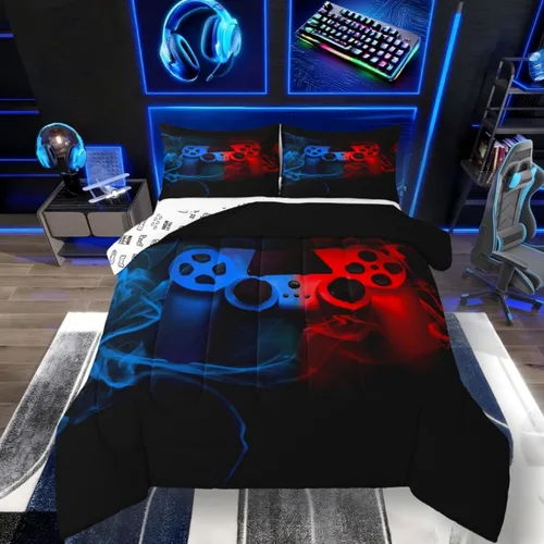 Erosebridal Juego de edredón individual para niños, juegos de ropa de cama gaming, juegos de edredón gamer, juego de ropa de cama para niños Multi 10