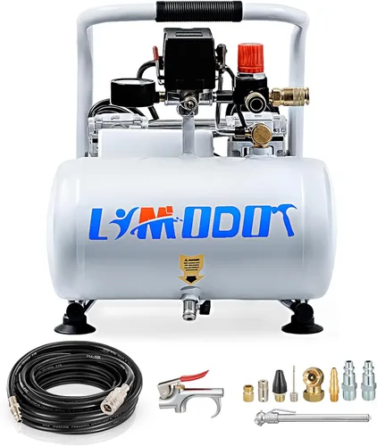 Miniatura 9 de Compresor de aire silencioso, solo 68dB, tanque de acero de 5 galones, 2.8CFM a 90PSI, sin aceite, compresor de aire eléctrico perfecto
