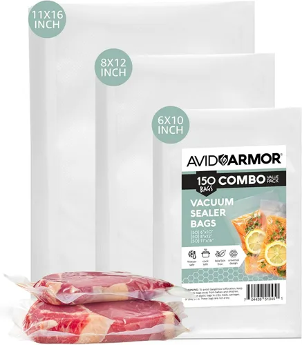 Avid Armor Bolsas selladoras al vacío, bolsas de sellado al vacío para almacenamiento de alimentos, congelación y cocción al vacío, bolsas