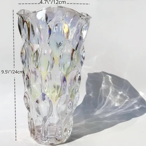 Miniatura 2 de Florero de Vidrio Pesado para Flores Engrosado 3.5 libras 9.5 pulgadas Jarrón Brillante Estilo Bohemio, para Centros de Mesa, Bodas, Decoración