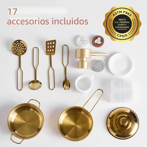 Miniatura 9 de Best Choice Products - Juego de cocina de simulación para niños, juego interactivo de madera para niños pequeños con isla, máquina de espresso, 17