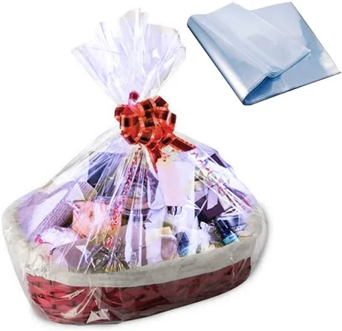 HappyBeeYo 100 bolsas retráctiles para cestas de regalo, 24 x 32 pulgadas, bolsas termorretráctiles de PVC de 2 mil de grosor para embalaje,