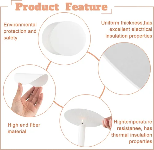 Miniatura 6 de Jutom 50 hojas de papel redondo para horno, papel para horno de microondas, 4.7 pulgadas, fibra de cerámica, aislamiento de papel, manta de fibra
