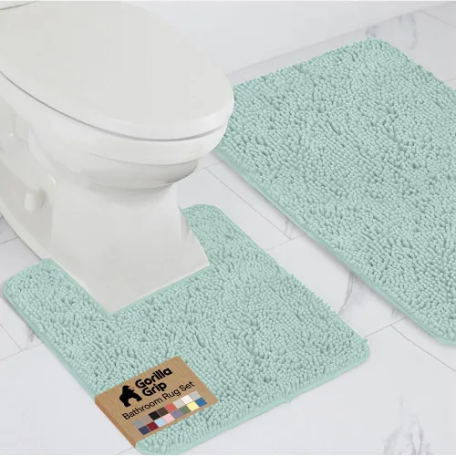 Miniatura 30 de GORILLA GRIP - Juegos de alfombras de baño, juego de 2 alfombras de chenilla suave, alfombra base para inodoro y alfombra de 30 x 20, alfombras Negro