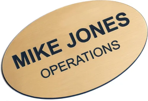 Miniatura 46 de Insignias de identificación con nombre grabadas personalizadas: identificación personalizada con pin o respaldo magnético, 1 pulgada x 3 pulgadas