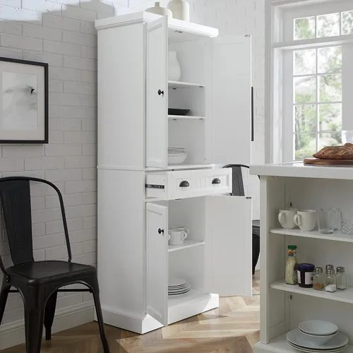 Miniatura 8 de Crosley Furniture Shoreline Coastal - Armario de almacenamiento para despensa con estantes, cocina, comedor o lavandería, color blanco