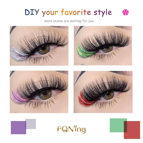Miniatura 5 de Extensiones de pestañas con purpurina láser, 12 colores de larga duración, brillantes individuales, extensiones de pestañas, suministros Mezcla