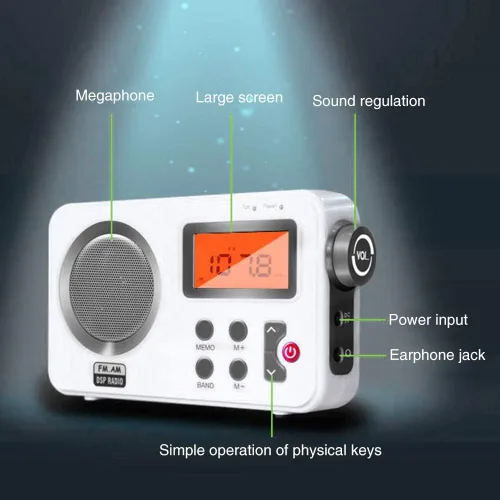 Miniatura 9 de UXELY Altavoz de ducha - Radio AM/FM con pantalla LCD, estéreo portátil con puerto para auriculares para el hogar, playa, bañera de hidromasaje, baño