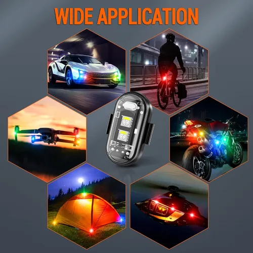 Miniatura 7 de Luces estroboscópicas LED inalámbricas, control remoto, 8 colores, carga USB, impermeables, luces de advertencia de emergencia anticolisión